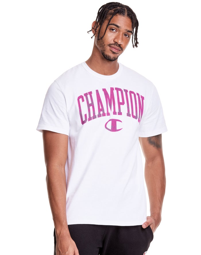 Champion Heritage Galaxy Dye Arch Logo - Miesten Valkoinen T-Paita - Suomi 9540172-DX